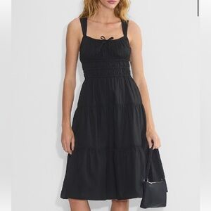 NWT Aritzia Martine Midi Poplin Dress (Black - Large)